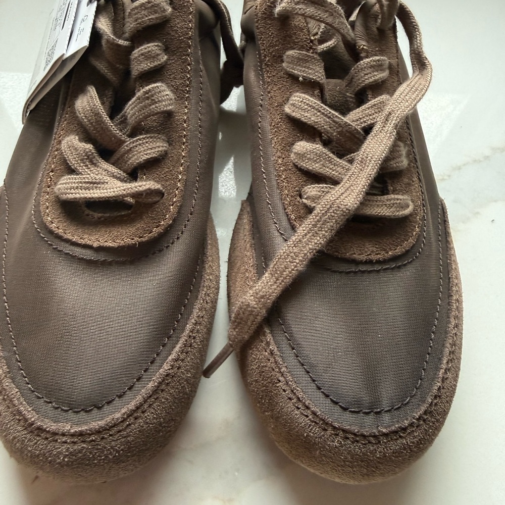 Mango Mixed Media Sneaker Brown Suede & Fabric Lace-Up new with tag - Picture 6 of 8